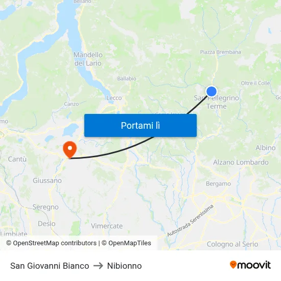 San Giovanni Bianco to Nibionno map