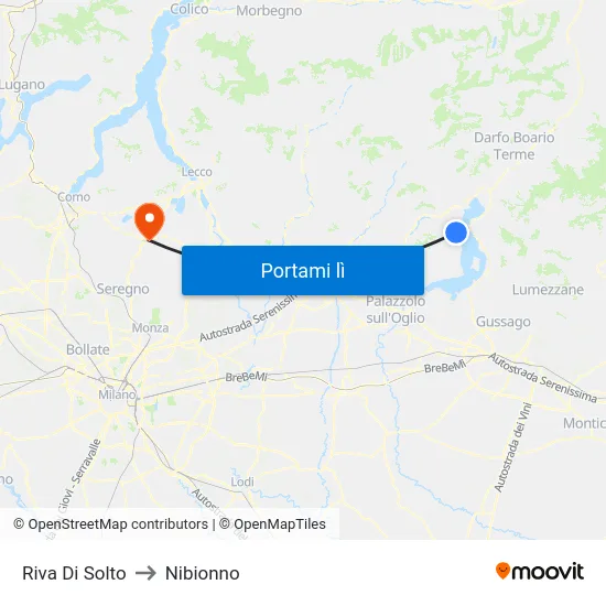 Riva Di Solto to Nibionno map