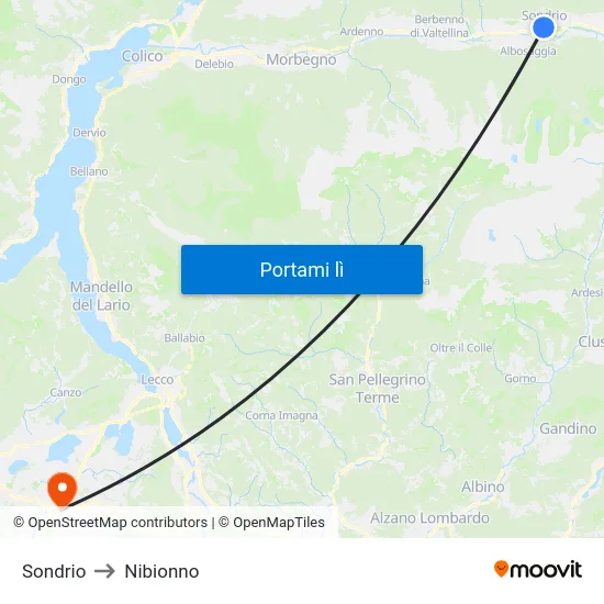 Sondrio to Nibionno map