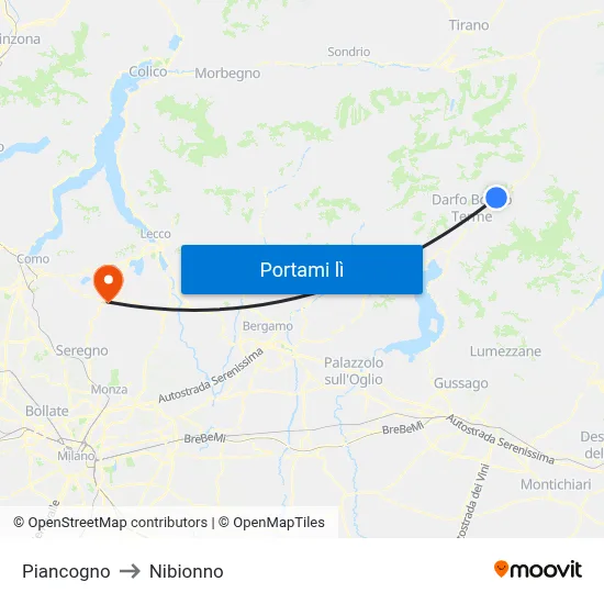 Piancogno to Nibionno map