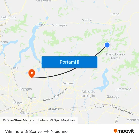 Vilminore Di Scalve to Nibionno map