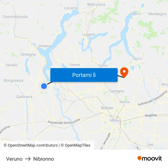 Veruno to Nibionno map