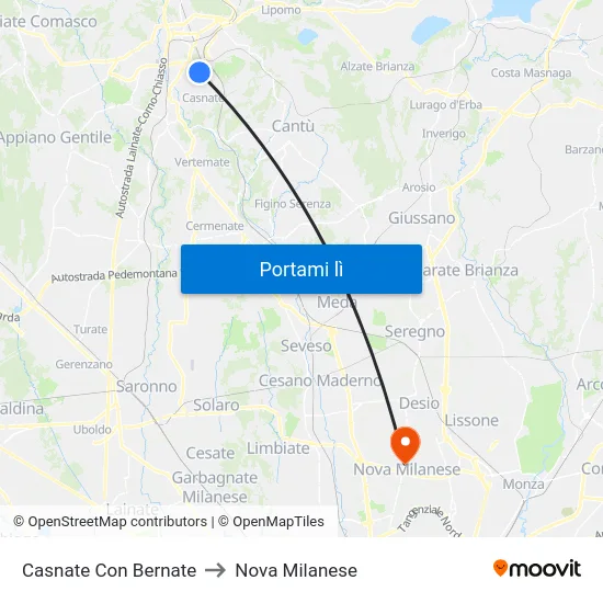 Casnate Con Bernate to Nova Milanese map