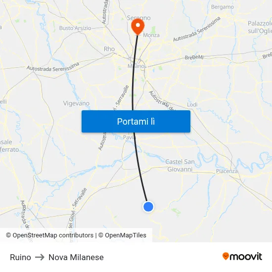 Ruino to Nova Milanese map