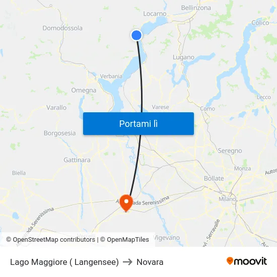 Lago Maggiore ( Langensee) to Novara map
