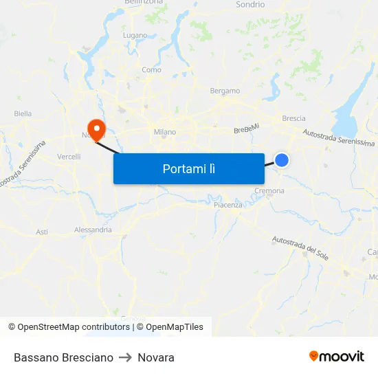 Bassano Bresciano to Novara map