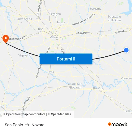 San Paolo to Novara map