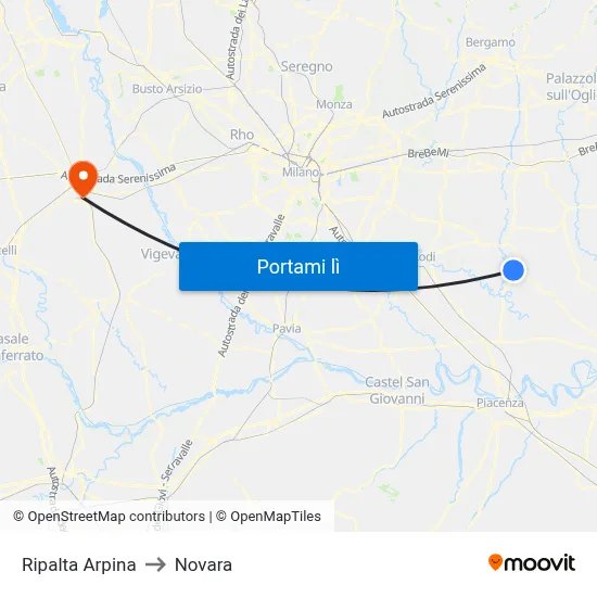Ripalta Arpina to Novara map