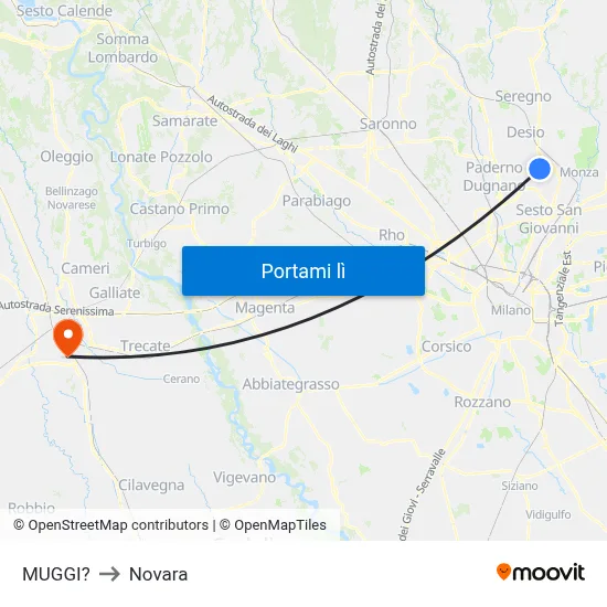 MUGGI? to Novara map