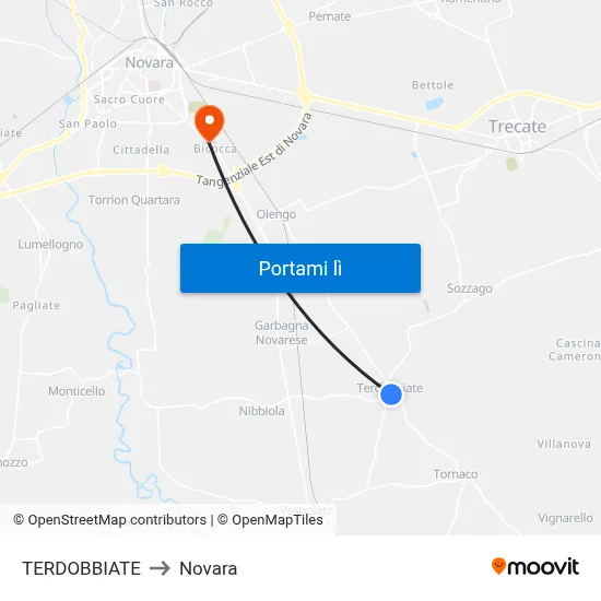 TERDOBBIATE to Novara map