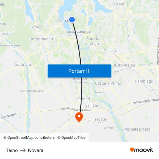 Taino to Novara map