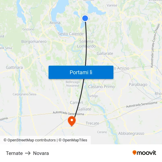 Ternate to Novara map
