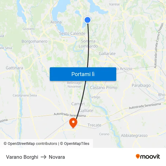 Varano Borghi to Novara map