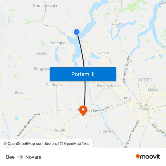 Bee to Novara map