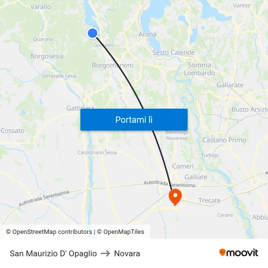 San Maurizio D' Opaglio to Novara map