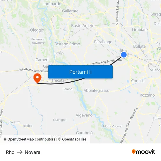 Rho to Novara map