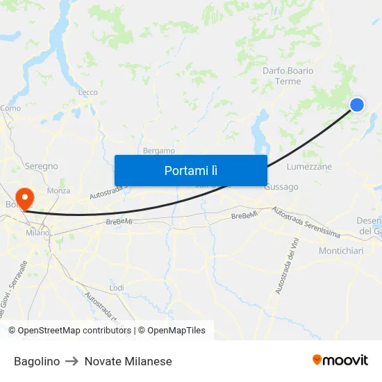 Bagolino to Novate Milanese map