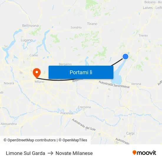 Limone Sul Garda to Novate Milanese map