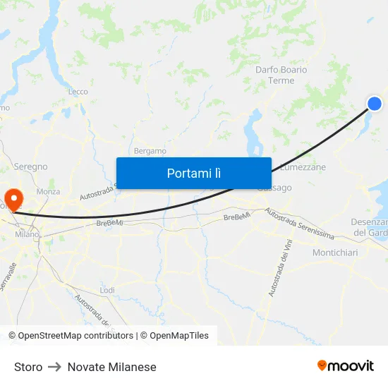 Storo to Novate Milanese map