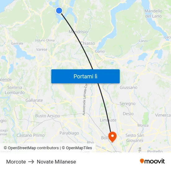 Morcote to Novate Milanese map
