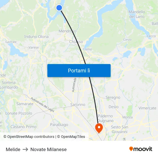 Melide to Novate Milanese map