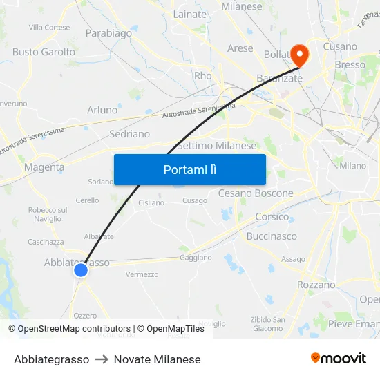 Abbiategrasso to Novate Milanese map