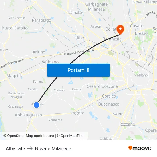 Albairate to Novate Milanese map