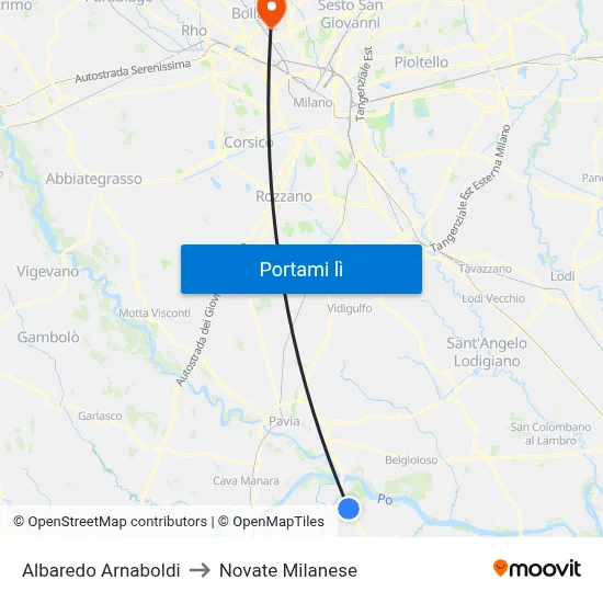 Albaredo Arnaboldi to Novate Milanese map