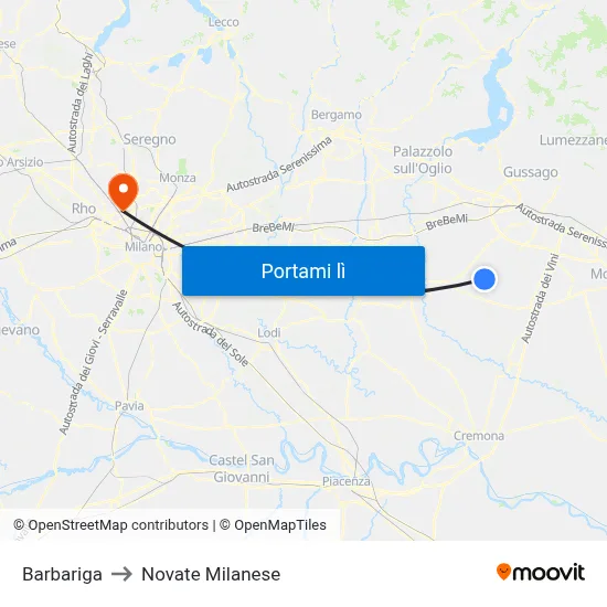 Barbariga to Novate Milanese map