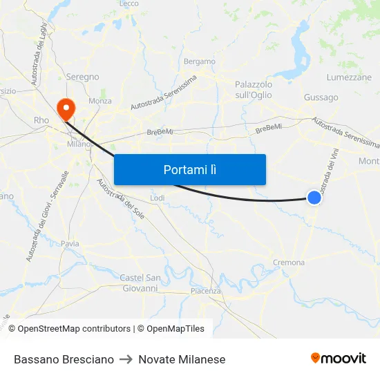 Bassano Bresciano to Novate Milanese map