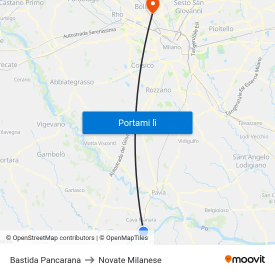 Bastida Pancarana to Novate Milanese map