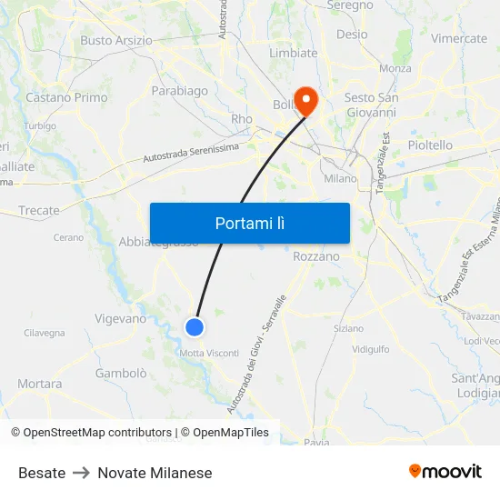 Besate to Novate Milanese map