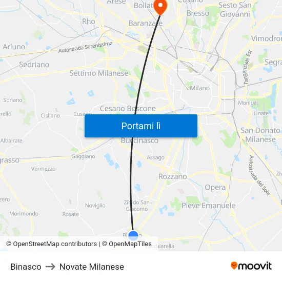 Binasco to Novate Milanese map