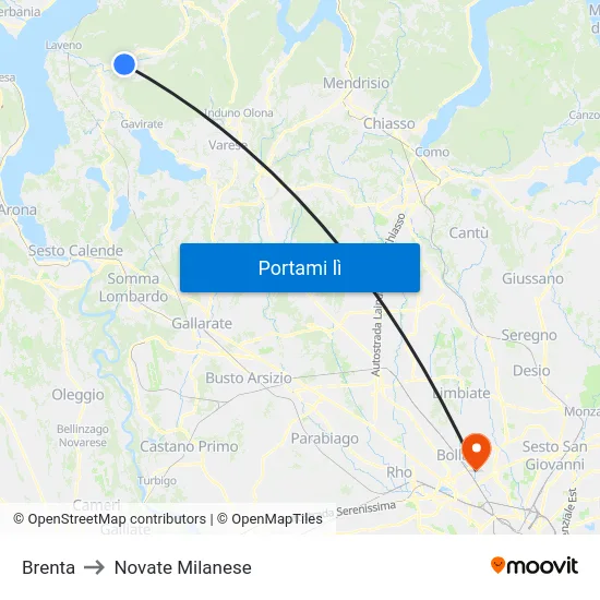 Brenta to Novate Milanese map