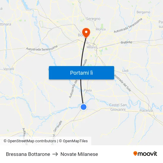 Bressana Bottarone to Novate Milanese map