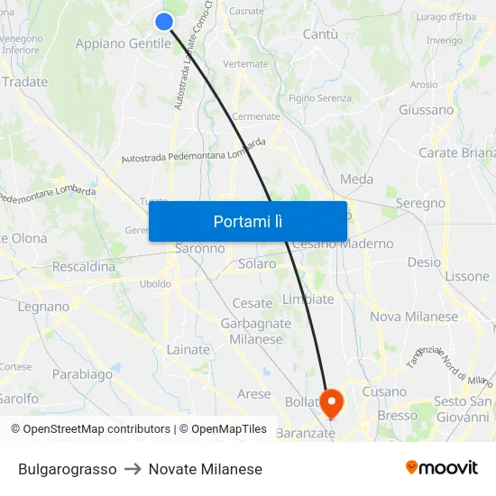 Bulgarograsso to Novate Milanese map