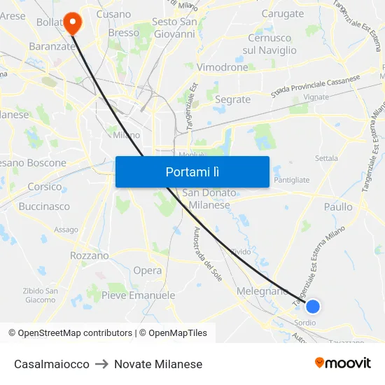 Casalmaiocco to Novate Milanese map