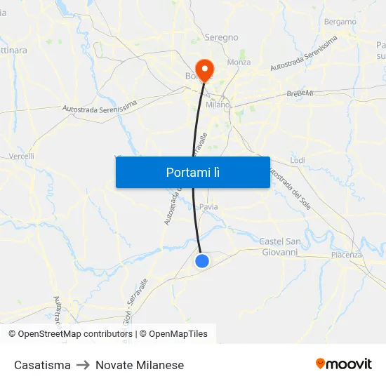 Casatisma to Novate Milanese map