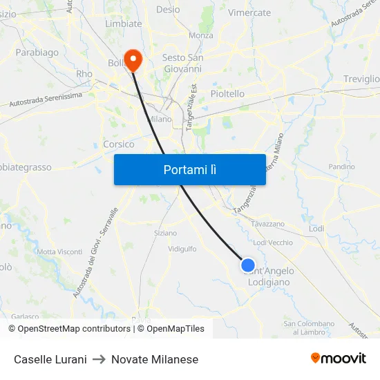 Caselle Lurani to Novate Milanese map