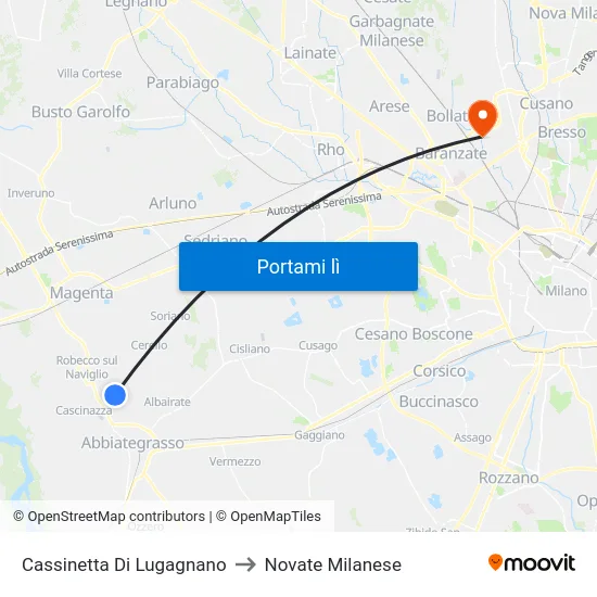 Cassinetta Di Lugagnano to Novate Milanese map