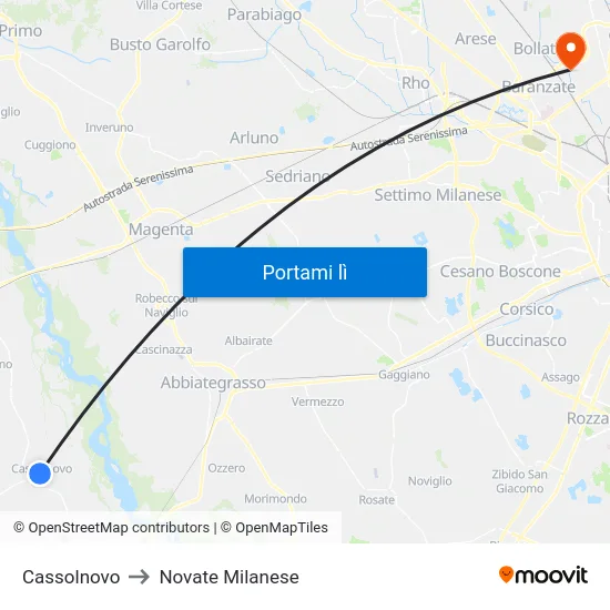 Cassolnovo to Novate Milanese map