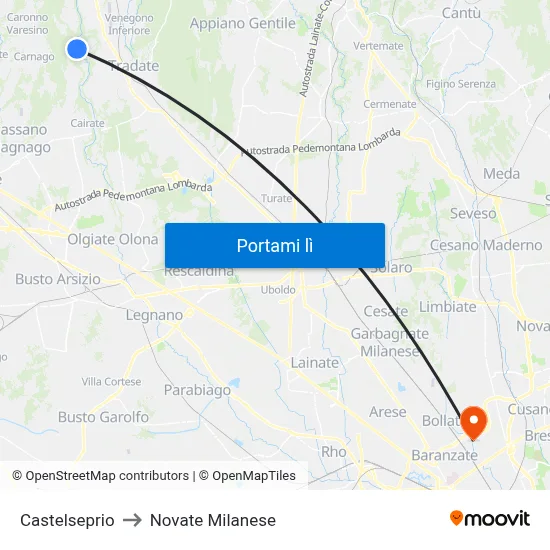 Castelseprio to Novate Milanese map