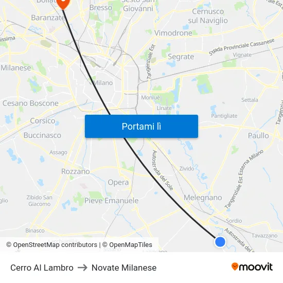 Cerro Al Lambro to Novate Milanese map