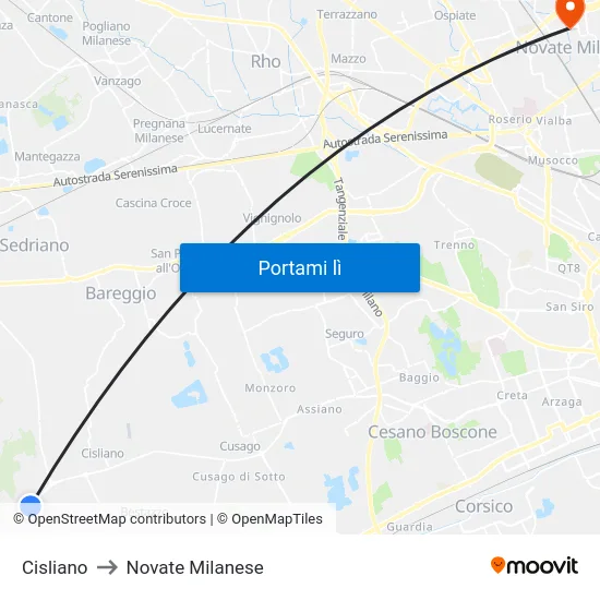 Cisliano to Novate Milanese map