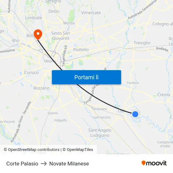 Corte Palasio to Novate Milanese map