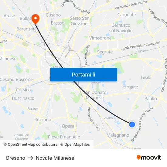 Dresano to Novate Milanese map