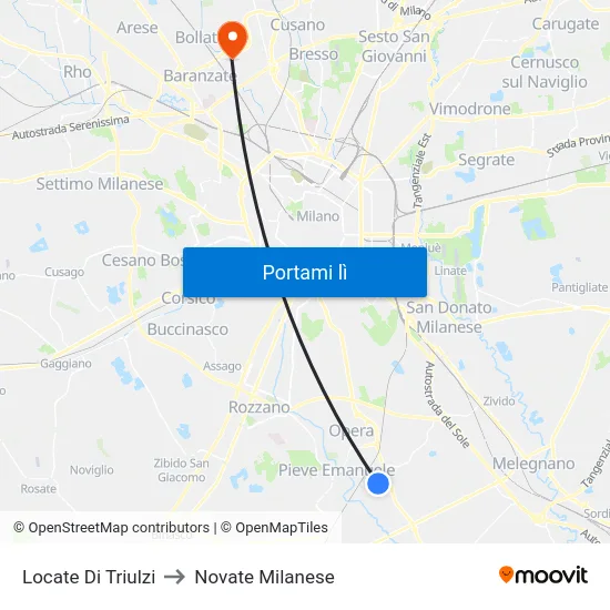 Locate Di Triulzi to Novate Milanese map