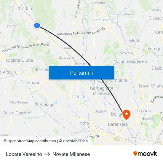 Locate Varesino to Novate Milanese map