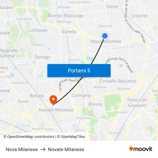 Nova Milanese to Novate Milanese map