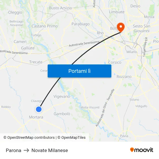 Parona to Novate Milanese map